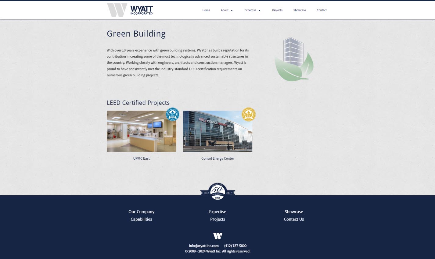 Screenshot of the Green Building project page