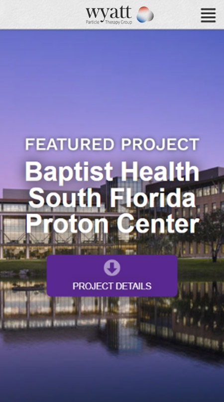 Mobile screenshot of the Baptist Health South Florida Proton Center project page