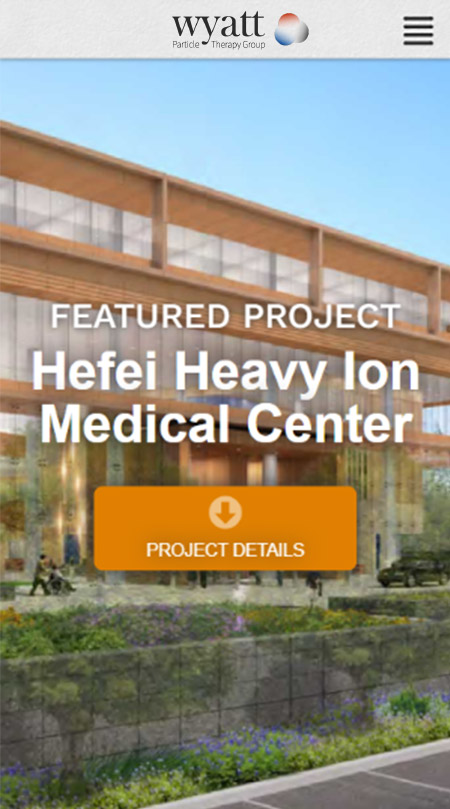 Mobile screenshot of the Hefei Heavy Ion Medical Center project page