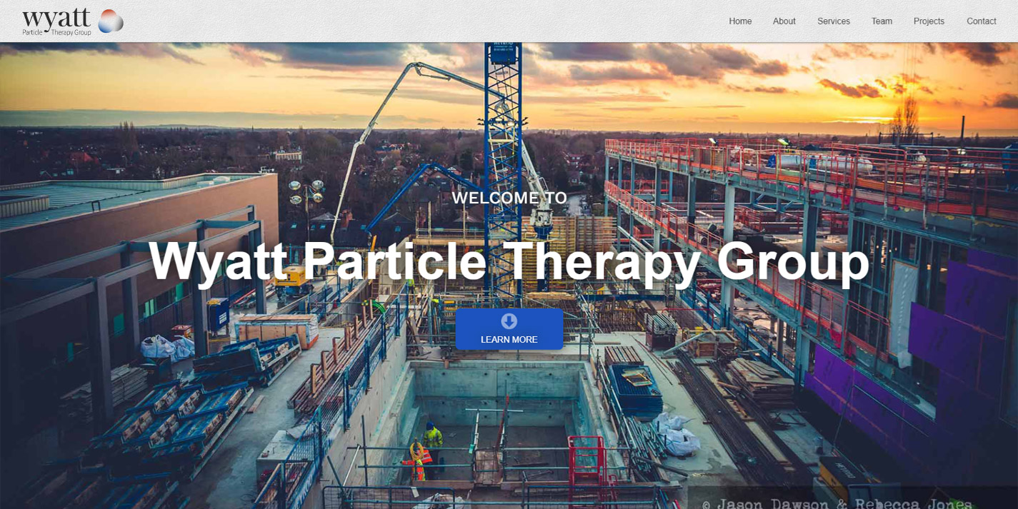 Screenshot of the Wyatt Particle Therapy Group website homepage