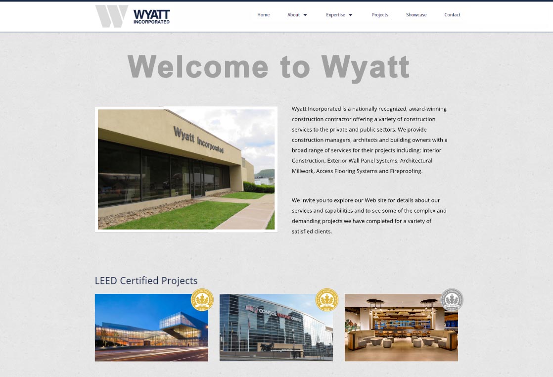 Screenshot of the Wyatt Incorporated homepage